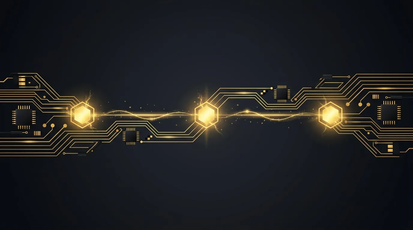 Three waypoints on a single connected path, the shape of an audit-build-launch engagement